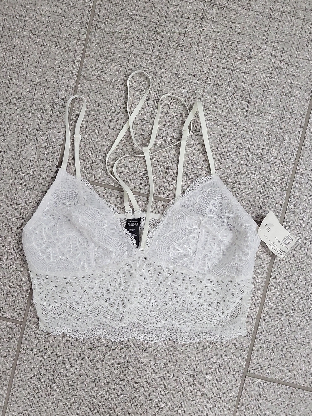 Fashion Nova White Lace Bralette with Strappy Back Detail
